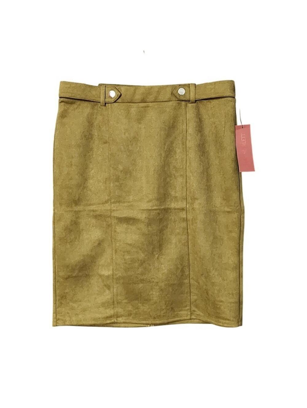 Love Scarlett Olive Faux Suede High Rise Pencil Skirt Stretch Slit XL